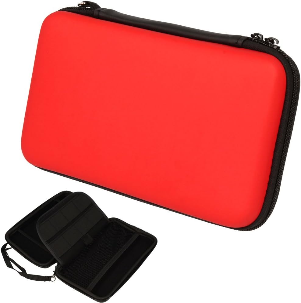 TECHGEAR Case Compatible with Nintendo 2DS XL - Hard Protective Carry Travel & Storage Case Cover fits 2DS XL  Games  Accessories [RED]