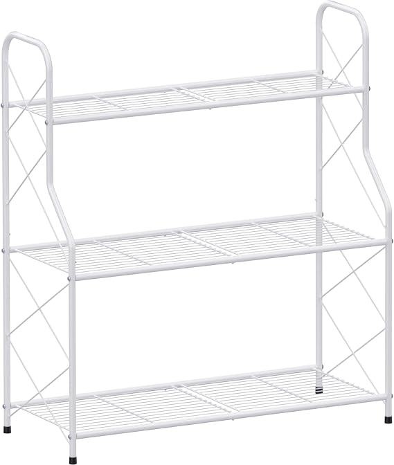 Mutool 3 Tier Metal Plant Stand, Ladder Shelf for Outdoor Indoor Plant, Corner Plant Shelf Ladder Planter for Garden Balcony & Patio, White