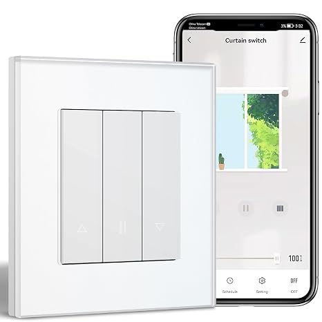 Smart WiFi Roller Shutter Switch White WiFi Roller Shutter Timer Intelligent Roller Shutter Switch Flush-Mounted Compatible with Alexa/Google Home/Tuya Smart Blinds Switch Requires