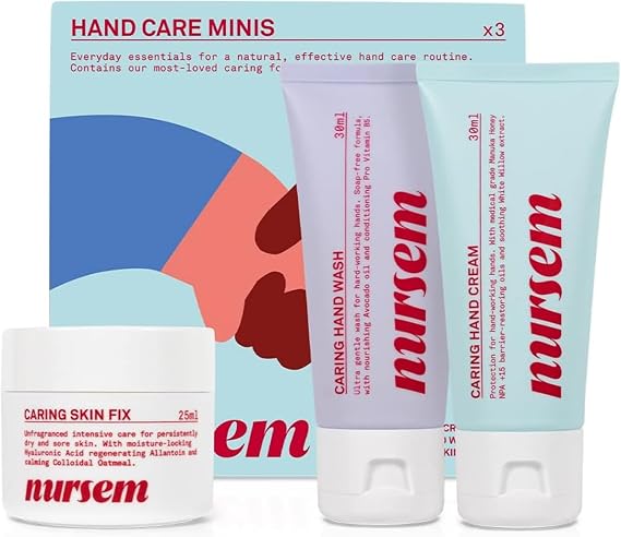 Nursem Hand Care Minis Set | 3-Piece Travel Skincare Set for Dry & Sensitive Skin | Intensive Hand Cream, Nourishing Hand Wash & Skin