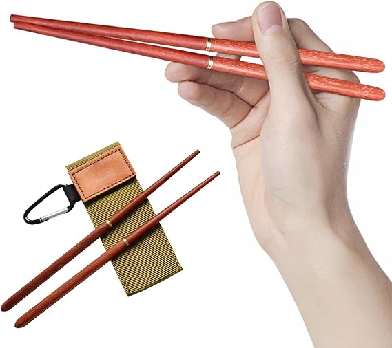 Rosewood Folding Wood Chopsticks - Portable Travel Chopsticks | Foldable Wood Chopsticks, Portable Outdoor Utensils, Reusable Travel Chopsticks, Chopsticks