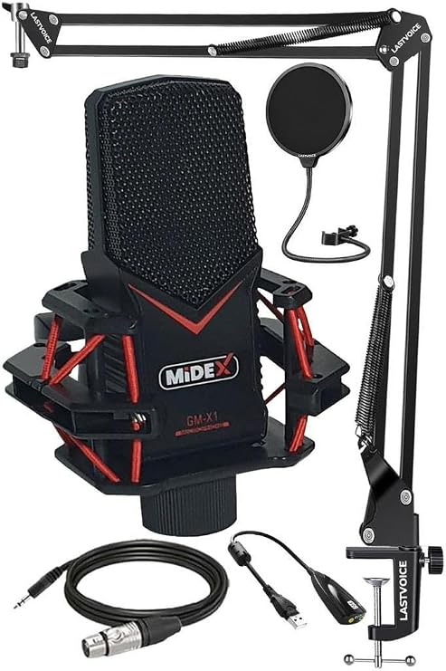 Midex GMX-1ST Condenser Stüdyo Mikrofonu PC ve Telefon (Stand ve Filtreli)