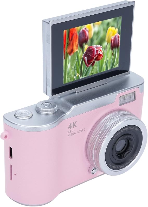 lyrlody 48MP Digital Camera, 18X Digital Zoom and 2.4 Inch Flip Screen