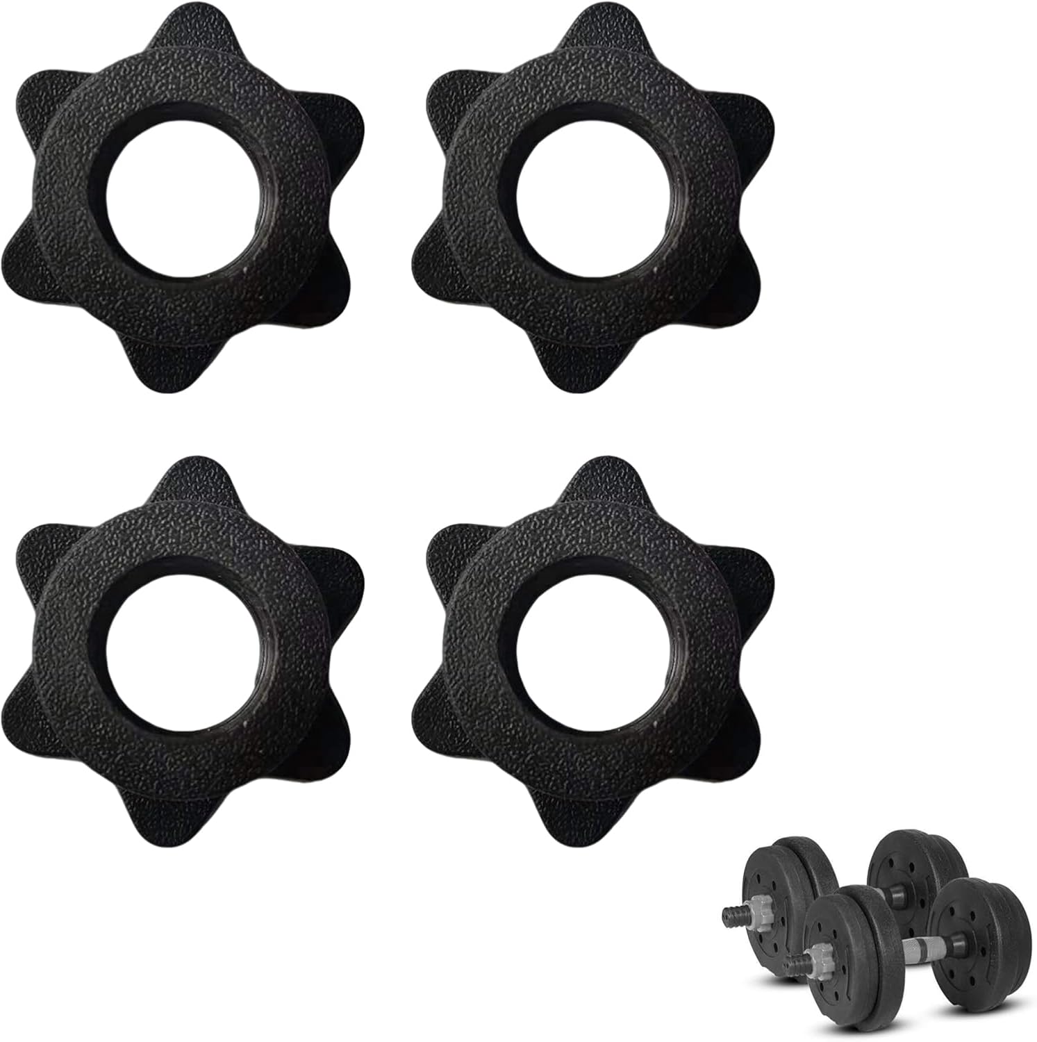 Dumbbell Clips 4-Pack Universal Barbell Clips | Weightlifting Weight Clips | Hex Nut Spinlock Collars for Weight Lifting | for Women and Men Home Gym Exercise Workout