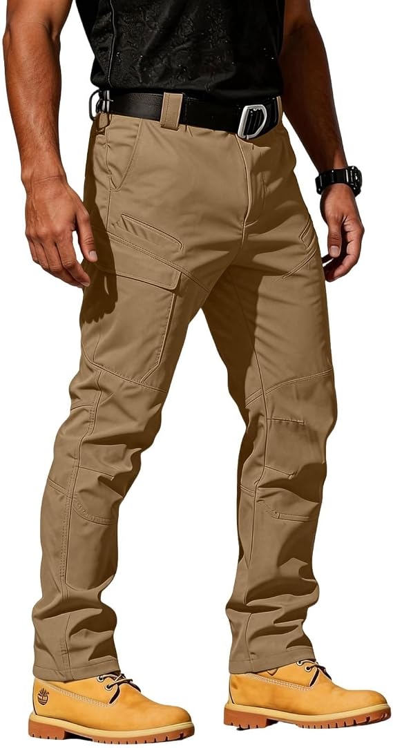 Men's Cargo Trousers Casual Outdoor Pants Multi Pocket Tactical Style Bottoms Regular Fit for Hiking Travel Everyday Streetwear