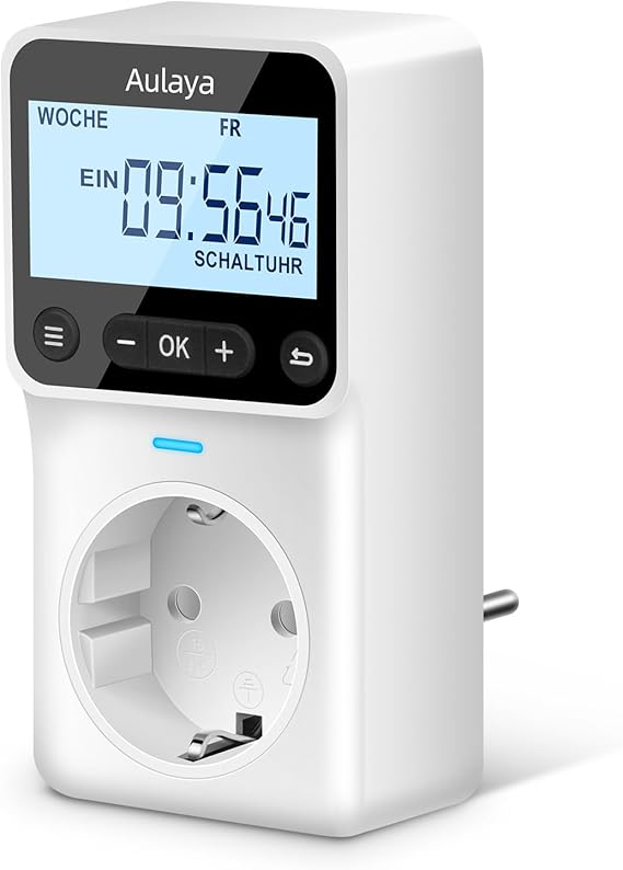 Digital Timer German Version Socket with 25 Configurable Weekly Day and Minute Programmes Newly Upgraded Large LCD Display Digital Electric Timer 3680 W 1 Pack