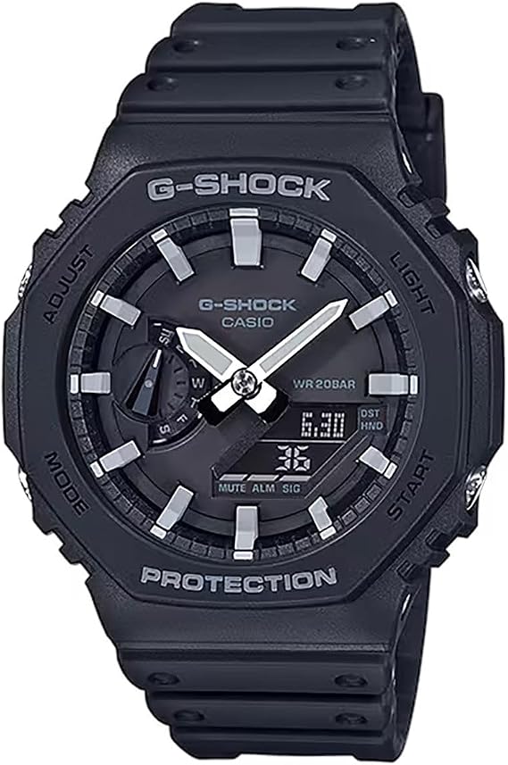 G-Shock Casio GA-2100 Series Analog-Digital Black Resin Watch 48.5mm - GA2100-1A, Black, Retro, Modern