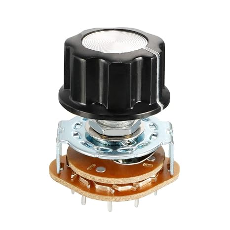 uxcell 4P3T 4 Pole 3-Throw Single Deck Band Channel Rotary Switch Selector with Black Plastic Knob