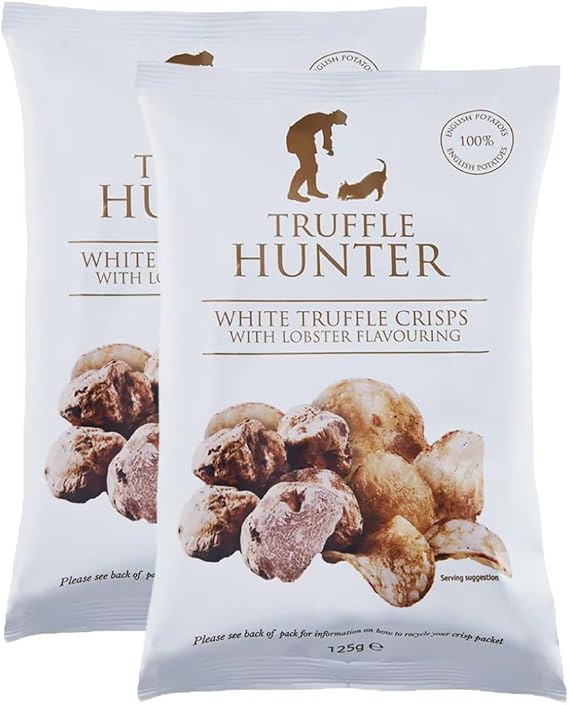 TruffleHunter White Truffle Crisps with Lobster Flavour, 125g, 2 Pack, Gluten Free, Gourmet Snack, In Premier Life Store Box