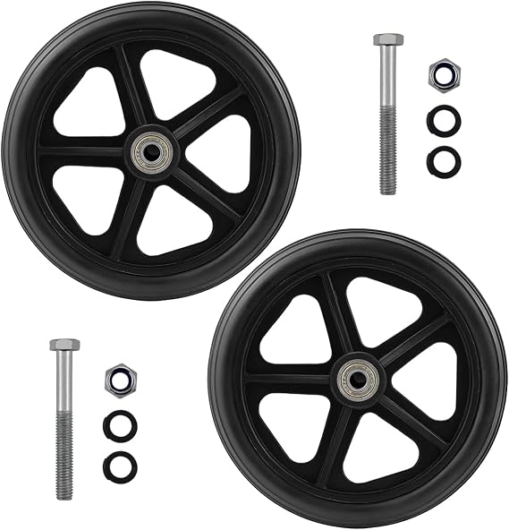7 Inch Universal Wheel-chair Front Wheels, Rubber Black Rubber Low Noise Walker, Wheel Drive Wheelchair Front Wheels, Wheelchair Accessories 2pcs