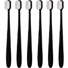 6Pcs Extra Soft Toothbrush for Sensitive Teeth & Gums - 20000 Micro-Nano Ultra Soft Bristles for Adults, Kids, Elderly & Braces Care (Black Handle, White Bristles)