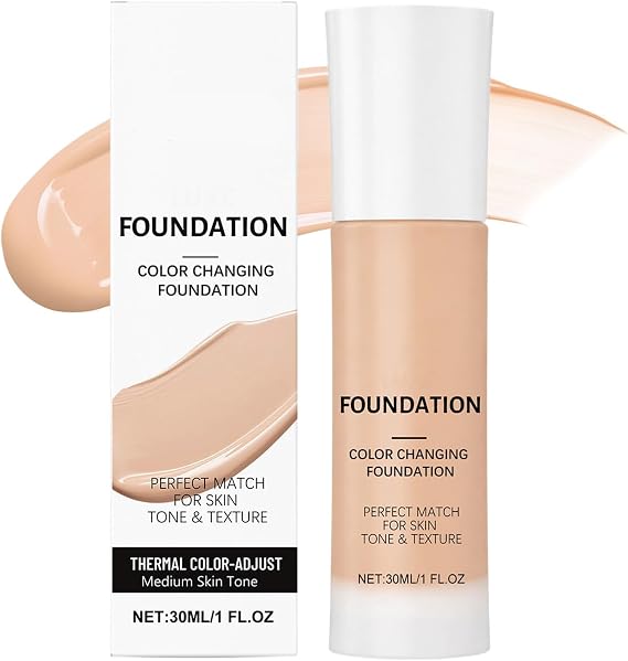 Intelligent Color Correcting Foundation, Liquid Colour Changing Foundation For Mature Skin, Hydrating Medium To Full Coverage Concealer, Lightweight Texture, Long-Lasting Natural Finish (Medium)