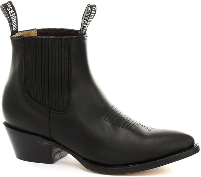 Grinders Maverick Black Ankle Pull On Cowboy Cow Boy Mens Western Leather Boots UK