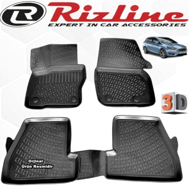 Rizline Ford Focus 3.5 3d Paspas Havuzlu Sedan 2015 - ile Uyumlu 2018 Arası Siyah 4 Parça Set