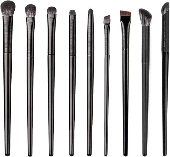 Professional Makeup Brushes, Eyeshadow Brush Kit, Eyelining, Blending - Best Choice Essential 9 Pieces, Professional Makeup Brush Set [Black]