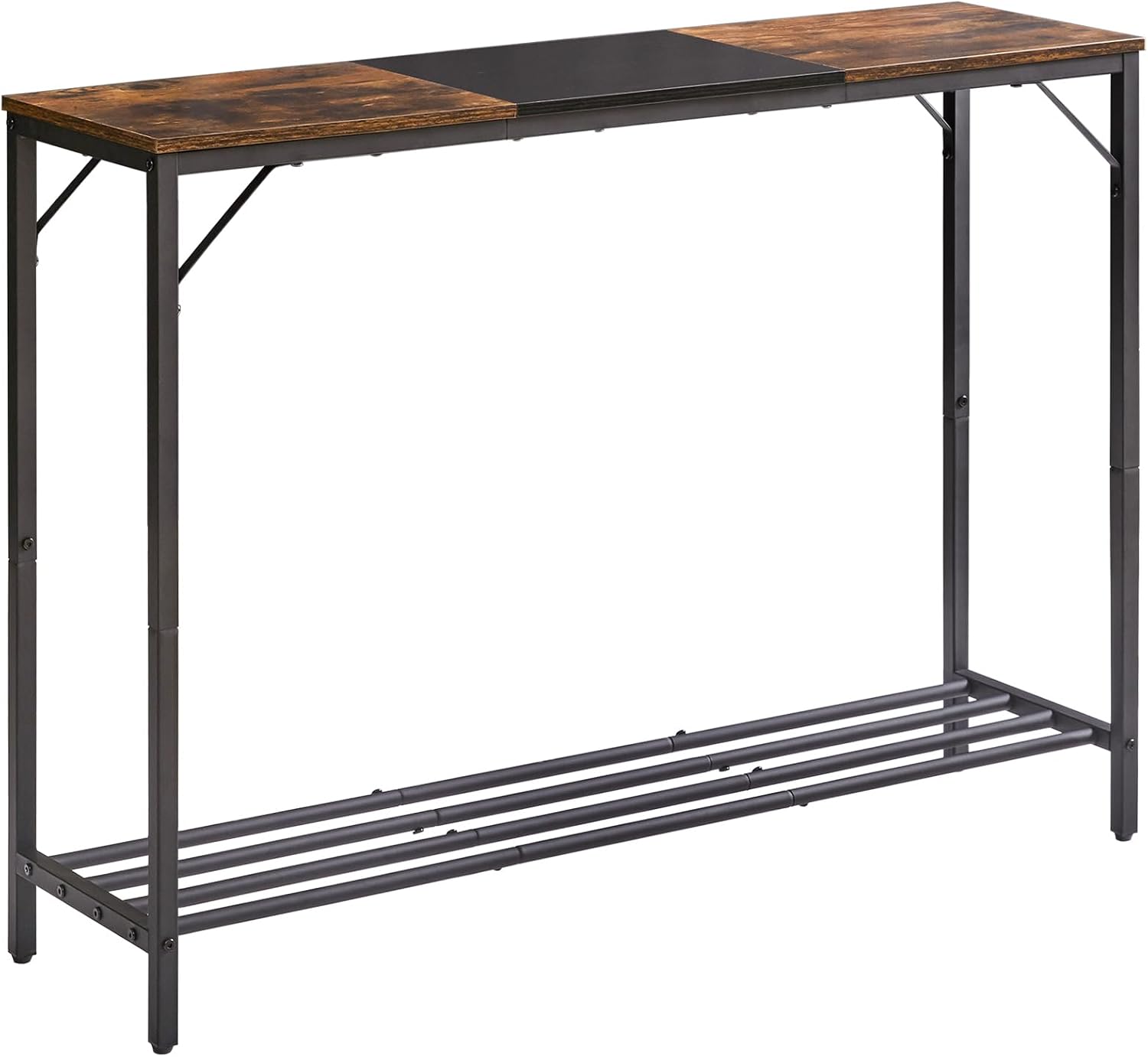 YMYNY Console Table, Industrial Entryway Table, Narrow Sofa Table with Shelves, Entrance Table for Entryway, Hallway, Living Room, Foyer, Corridor, Office, 107×30×78CM Rustic Brown and Black HST006HB