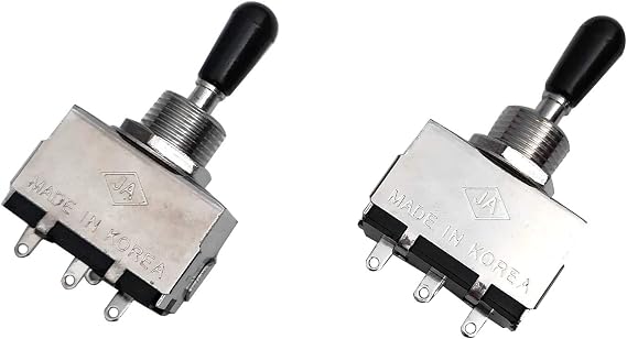 3 Way Pickup Selector Toggle Switch for Les Paul SG Gibson Epiphone Fender Guitar, Box Style, 2 Pcs (Black Tip)