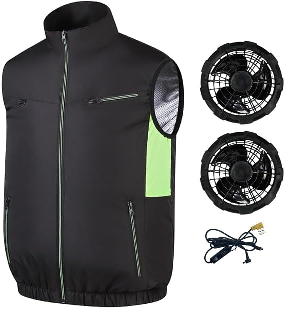 Cooling Vest Jacket with 2 Fans for Men Women Air Conditioner Vests Jacket Cooling Workwear for Hiking, Gardening, Fishing