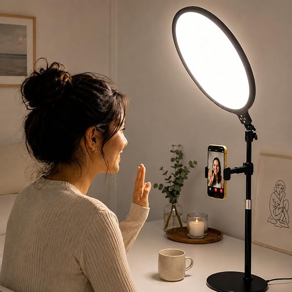 Coverzone 12 inç Ring Light Telefon Tutuculu, 2700K-6500K Ayarlanabilir Işıklı Halka Lamba, Alüminyum Alaşımlı Canlı Yayın Makyaj Çekim Işığı, V30 Pro