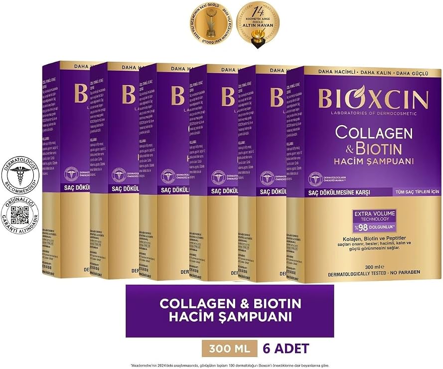 Bioxcin Collagen & Biotin Ekstra Hacim Şampuanı, 6x300 ml