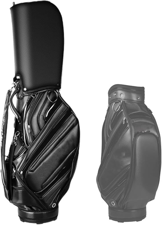 Golf Club Bag PU Leather Wear Resistant Golf Stand Bag for The Driving Range with Strap and Multiple Divider Bags