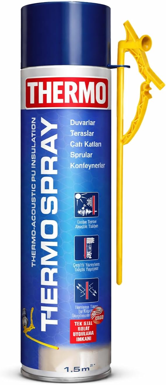 Thermo Acoustic Sprey Poliüretan Köpük 800 ml Isı ve Ses Yalıtım 15 m2