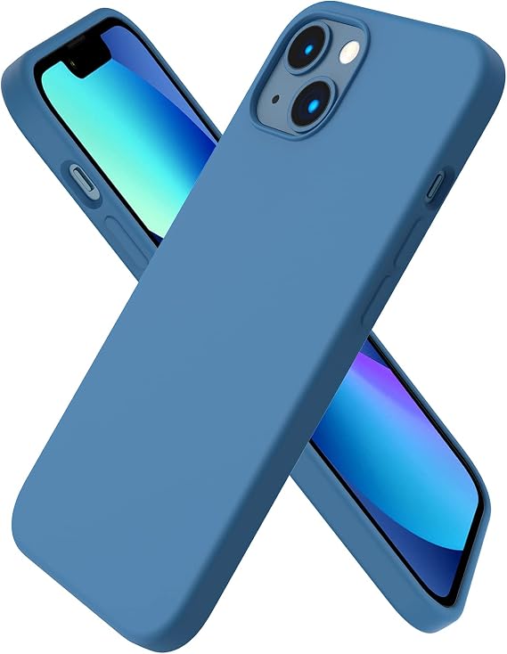 ORNARTO for iPhone 13 Case 6.1", Slim Liquid Silicone Case Cover Blue