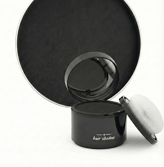 Hairline Powder Hair Shadow Powder for Filling in Thinning Hair Hair Root Dye Touch Up hair powder Hair Root Concealer For Makeup for Men and Women, Windproof & Sweatproof, with Mirror &Puff (Black)