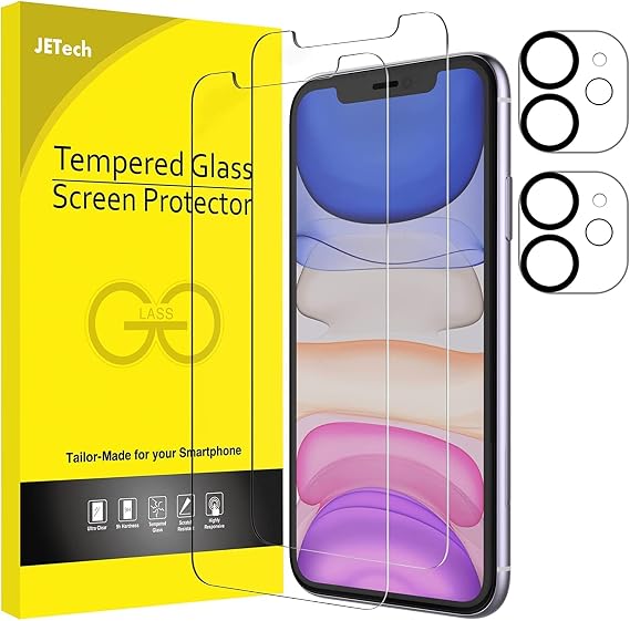 JETech Screen Protector for iPhone 11, with Camera Lens Protector, 2+2 Pack