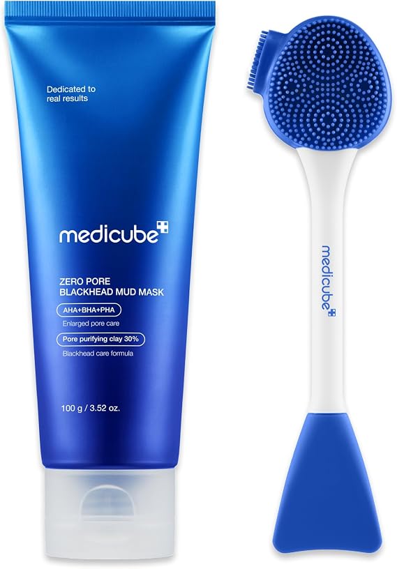medicube Zero Mud Mask and Applicator Brush: Zero Pore Mud Facial Mask, Facial Brush Set