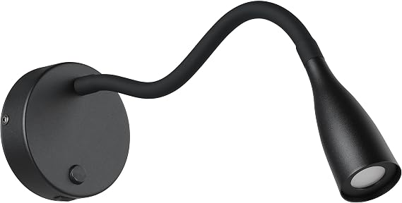 EGLO LED duvar lambası Olivandino 1, kuğu boynu okuma lambası, duvara montaj, anahtarlı ve USB şarj fonksiyonlu yatak lambası, duvar lambası, yatak odası, metal ve plastik, siyah, sıcak beyaz