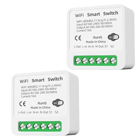 2x Smart Switch WLAN Bluetooth, Compatible with Alexa/Google Home