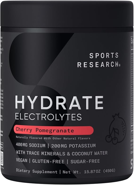 Sports Research, Hydrate, Electrolyte, Cherry Pomegranate, 450g 15.87oz