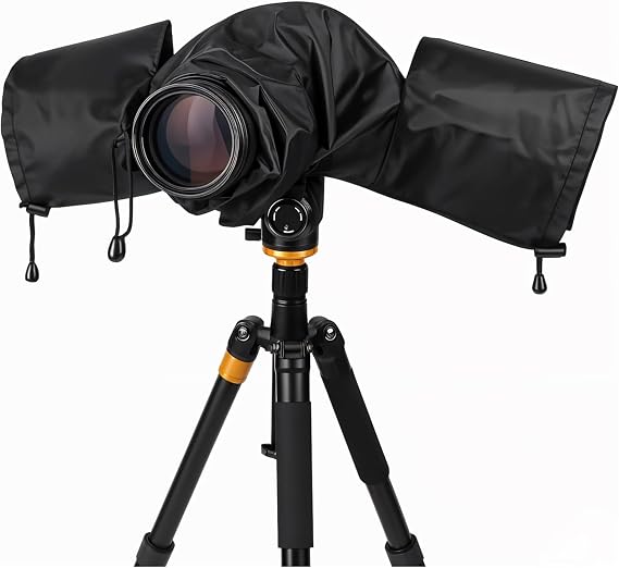 Universal Waterproof Camera Rain Cover with Drawstring Sleeves & Clear Viewing Window, REFLEX CAMERA Protective Enclosure for DSLR & Mirrorless Cameras by Sony, Canon, Nikon, Panasonic & more