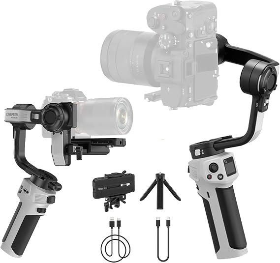 ZHIYUN CINEPEER WEEBILL 3E [Resmi Bayi] DSLR ve Aynasız Kamera için 3 Eksenli Gimbal Sabitleyici Canon/Sony/Panasonic/Nikon, Uzatılabilir Sling Grip Yerel Dikey Çekim El Kamerası Gimbal