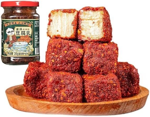 Spicy red Fermented bean curd, Sichuan specialty dried tofu, super hot chili sauce, five-spice tofu, side dishes, condiments, chili sauce, hot sauce, hot pot dipping sauce, seasoning (200g,1 can)