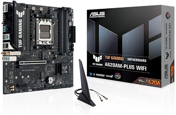 ASUS TUF GAMING A620AM-PLUS WIFI AMD A620A AM5 DDR5 7600 2xDP HDMI Çift M2 USB3.2 AX WiFi + BT AURA RGB 2.5Gbit LAN mATX 8+2+1+1 Güç Aşamaları, ASUS TUF PROTECTION, BIOS Flashback