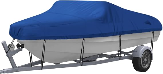 NEXCOVER ボートカバー 防水 高耐久 ボートカバー 牽引可能 ランニングボートカバー V-Hull TRI-Hull プロスタイル 釣りボート ランナバウト バスボート 収納バッグ 締めストラップ付き