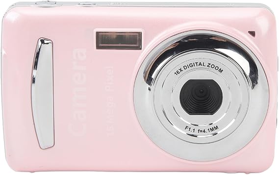 Digital Camera for Kids 16MP 1080P HD Auto Focus Vlogging Camera with 16X Digital Zoom 2.4 Inch Screen Fill Light Pocket Compact Camera for Travel Photography (Pink)