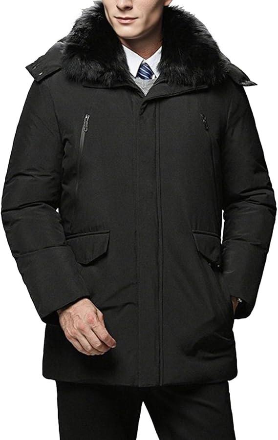 Men Winter Down Jacket Medium Long Warm Goose Down Coats Parkas Furs Collar Waterproof Male Coat