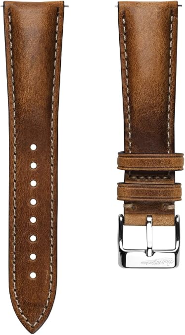 WatchGecko Vintage Highley Certified Genuine Italian Leather Replacement Wrist Strap Stylish and Durable Band for Mens Watches. Easy to Fit