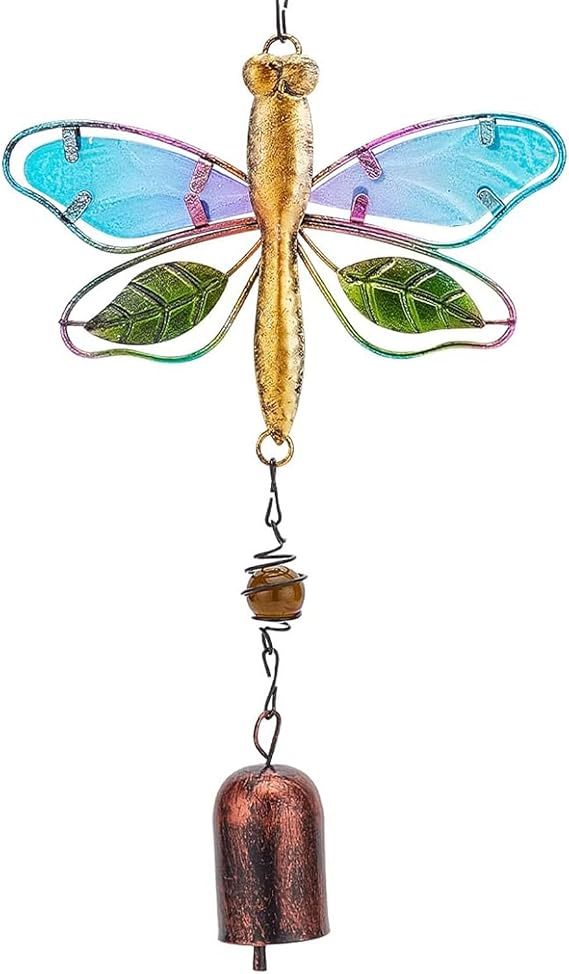 Wind Chimes, Wind Chimes for Garden,Dragonfly Wind Chime for Patio Hanging Decoration,Dragonfly Wind Chime Outdoor Porch Balcony Creative Hanging Decoration (43x15x5cm) (Yellow Dragonfly Bell)