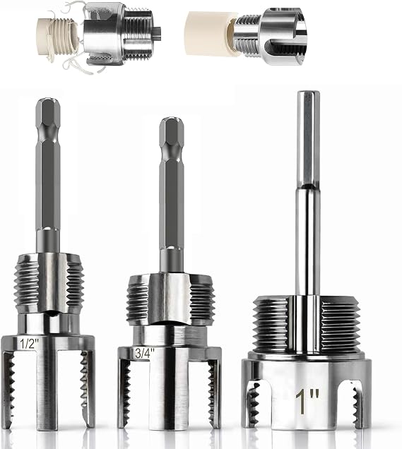 3Pcs PVC Pipe Threader Kit 1/2" & 3/4" & 1" NPT Pipe Thread Cutting Tool