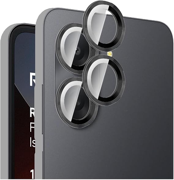 Lens Protector Compatible with Xiaomi Redmi A7, Aluminum Alloy Lens Cover, HD Tempered Glass Camera Protective Film, Anti Scratch-Black
