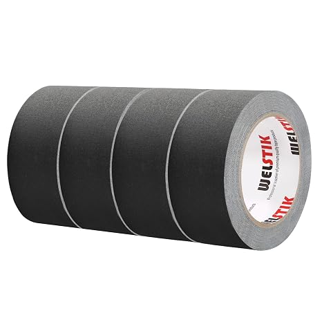 WELSTIK Gaffer-Klebeband strapazierfähig für Kabel Theater Bühneneinrichtung Innenausstattung rückstandsfrei nicht reflektierend 4 Stück 50mm x 27m schwarz