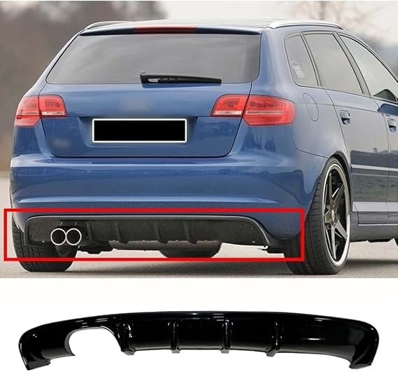 Rear Bumper Diffuser Lip for Audi A3 8P 4 Portes 2008-2012, Black, Easy Installation