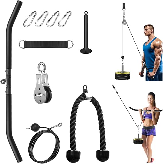 Cable Pull Fitness Cable Lat Pull Fitness Biceps Back Training Device DIY Cable Pulley System Lat Pull Machine Arm Strength Training Home Gym Workout Equipment