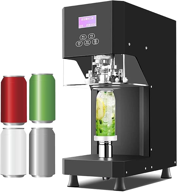 Canning Machine, 370 W, Fully Automatic Can Sealer with LCD Panel, Tin Sealer, Bottle Capping, Custom Diameter, Height Adjustable, Fits All Cans