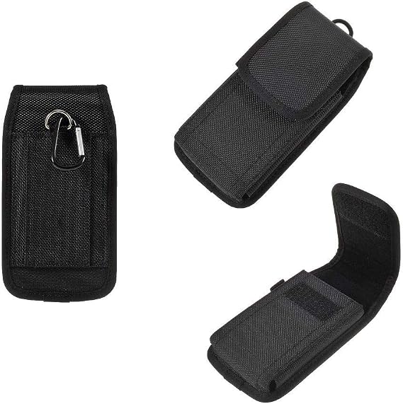 Case Cover Belt with Two Vertical and Horizontal Belt Loops in Nylon for GREATCALL Jitterbug Smart2 (2019) - Black