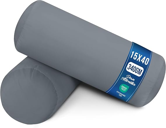 Utopia Bedding Bolster Pillow 2 Pack, 15 x 40 cm, Bolster Cushion - Grey